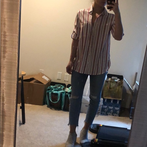 Striped button down long sleeve top shirt like new - Picture 4 of 8